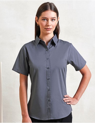 P-PR302-Womens Poplin Short Sleeve Blouse